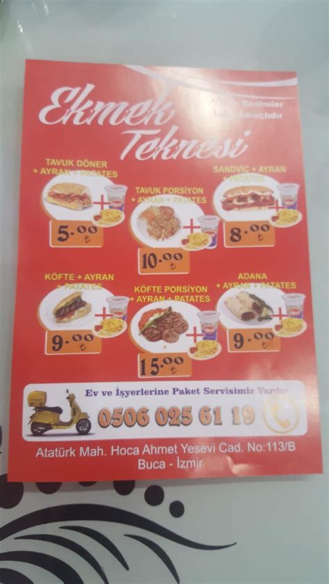 Menu at Ekmek Teknesi, Duisburg .